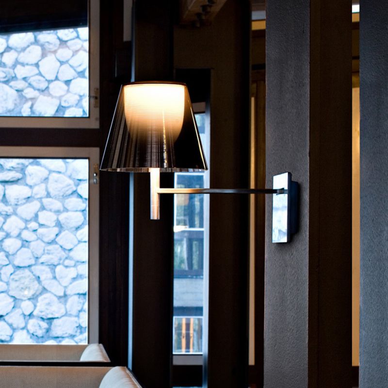 1 Light Wall Armed Sconce in Chrome Minimalist Wall Light with Standard Shade