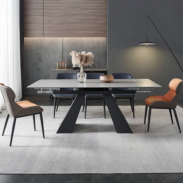 Sintered Stone Modern DiningRoomTableSet with Rectangle Table and Removable Leaf Dinette Set