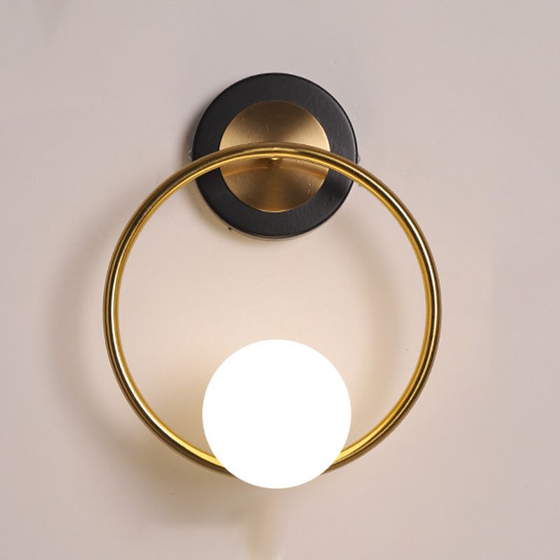 Discina de pared de vidrio blanco 1 lámpara de luz montada en la pared para sala de estudio