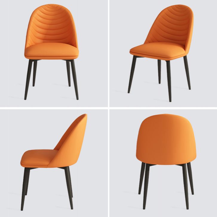 Sillas de comedor de metal contemporáneas tapizadas sin brazos, sillas de cuero para uso doméstico