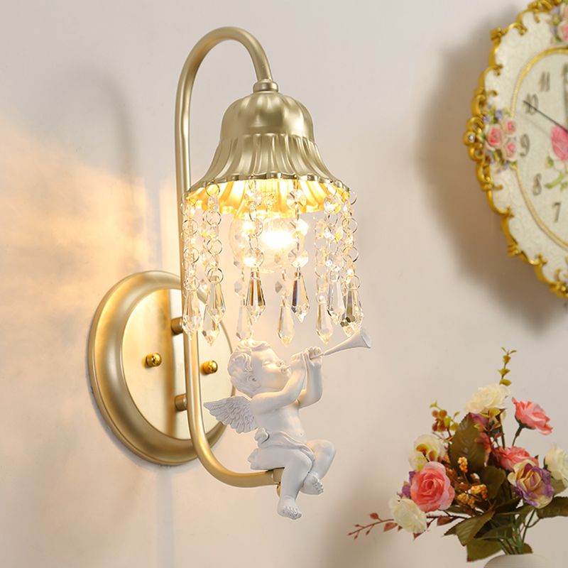 Nordic Style Crystal Wall Sconce Arc Shape Gold Wall Light for Living Room