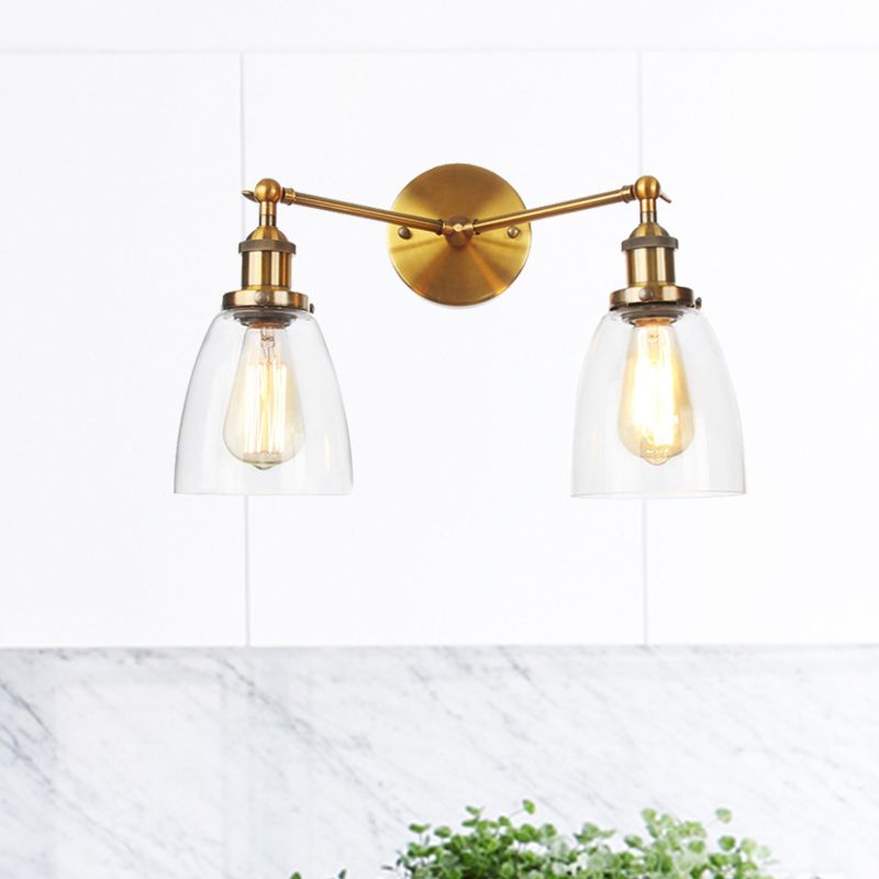 Verjüngte klare Glaswandlampe Industrie 2 Lichter Innenleuchten in Schwarz/Bronze/Messing innenleuchten