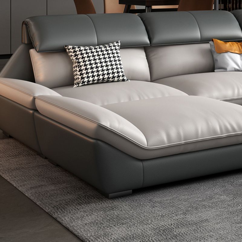 Contemporary Light-grey Sofa/Sentional with Pillow Top Arm 35.43"