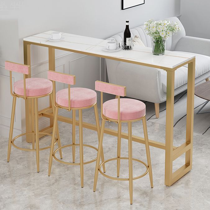 Glam Upholstered Counter Stool Bar-height Low Back Bar Stool with Metal Base