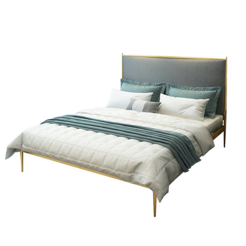 Modern Metal Platform Bed Standard Bed with Upholstered Headboard