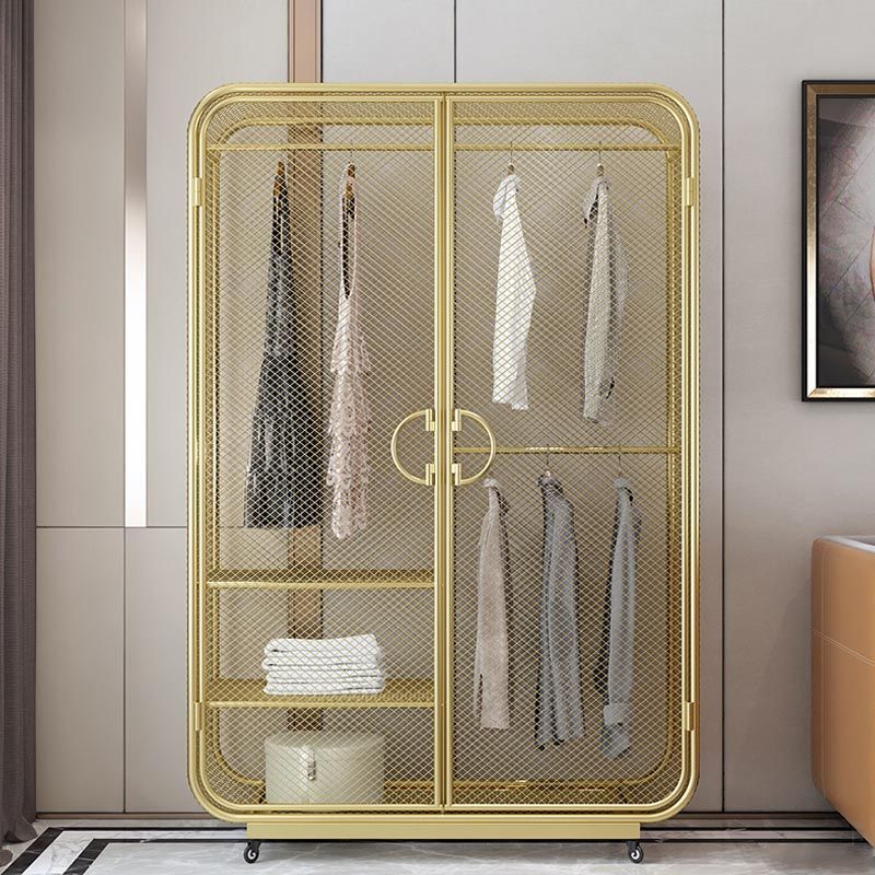 Bedroom Metal Wardrobe Industrial Style Rectangular Wardrobe Closet