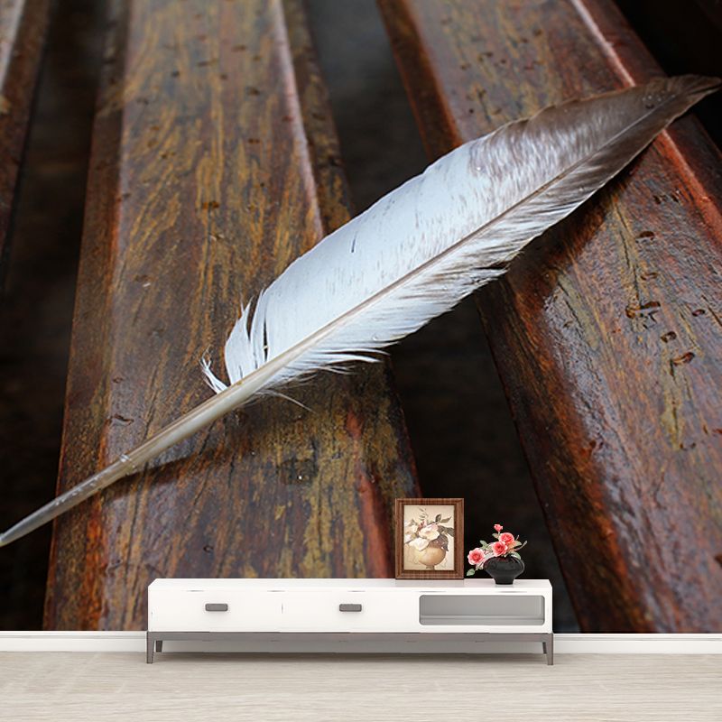 Feather Photo Mural Wallpaper Water Resistant, Personalized Size Available