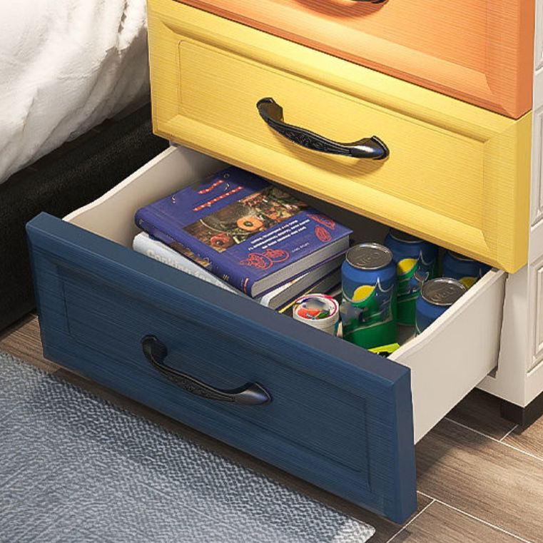 Ultra Modern Plastic Kids Nightstand with Drawers and Legs for Bedroom