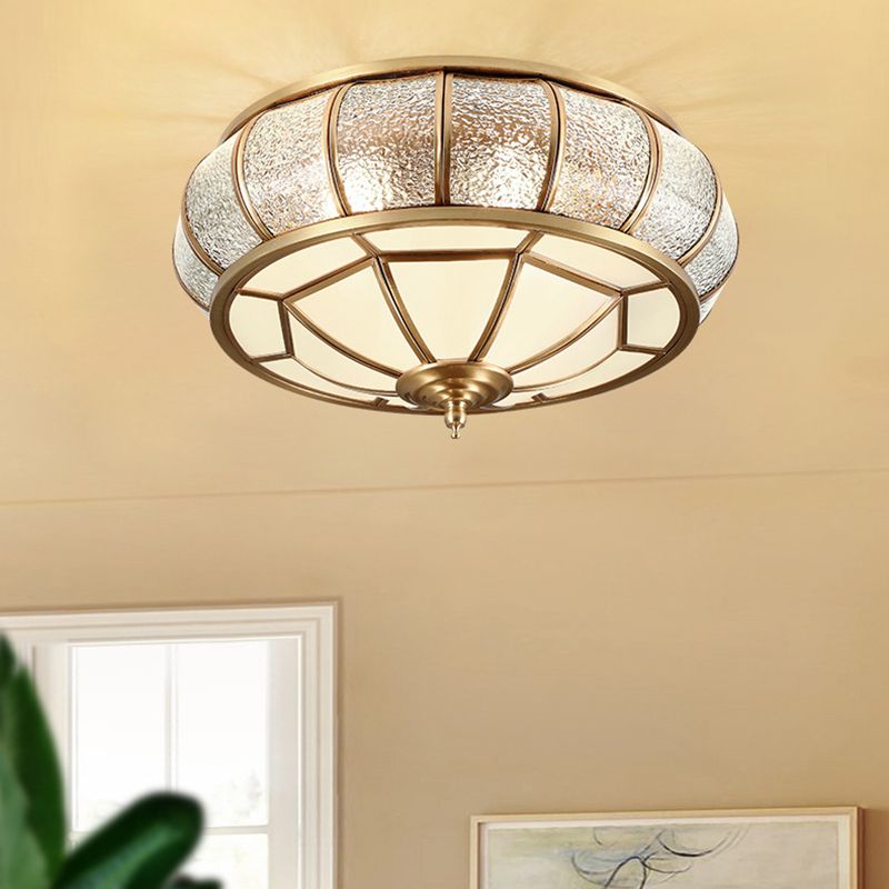 Colonial Vintage cuivre intérieur encastré laiton Bowl suspension avec abat - jour en verre dépoli