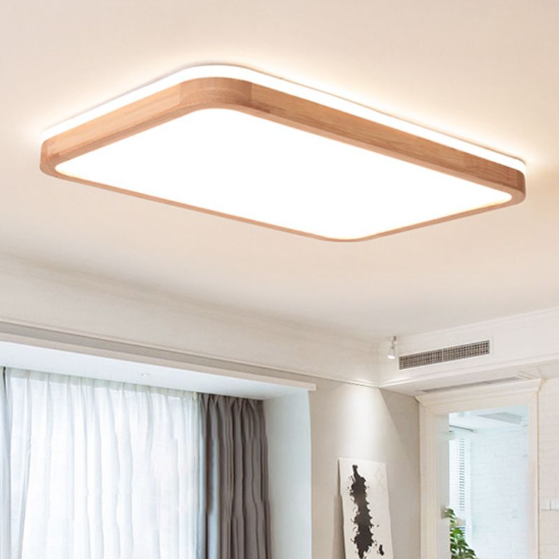 Rechteckige, bündige Deckenleuchten, moderne Holz-Flushmont-Leuchten