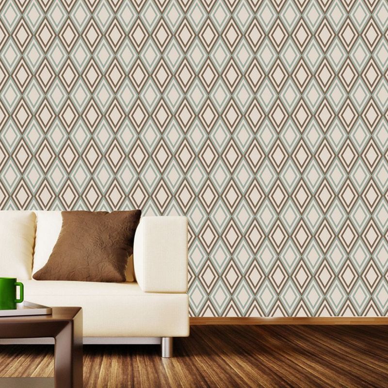 Green Trellis Pattern Wallpaper Panels Geometric Modernist Self-Sticking Wall Art