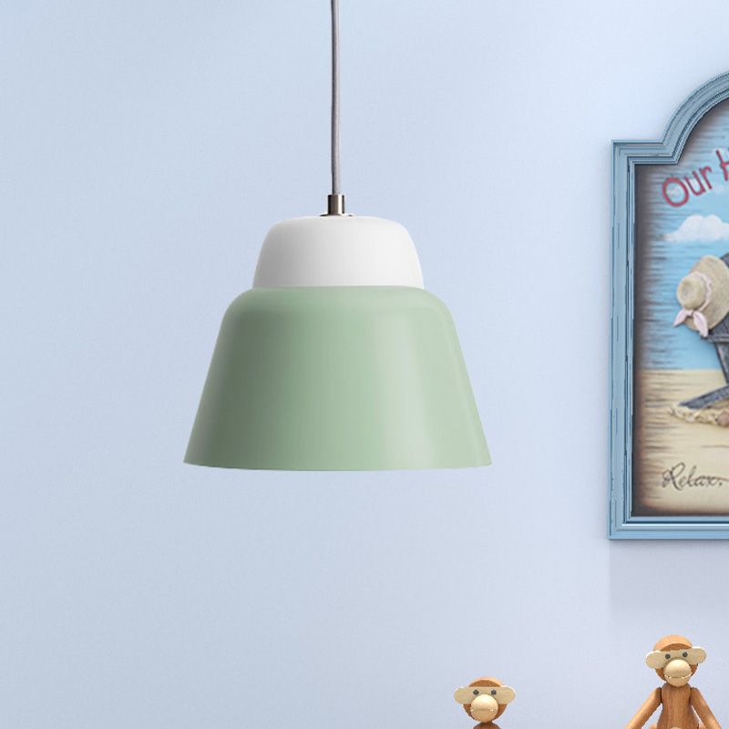 Cone Hanging Light Fixture Macaron Metal 1 Head 6.5"/10.5" Height Pink/Blue/Black Pendant Ceiling Light