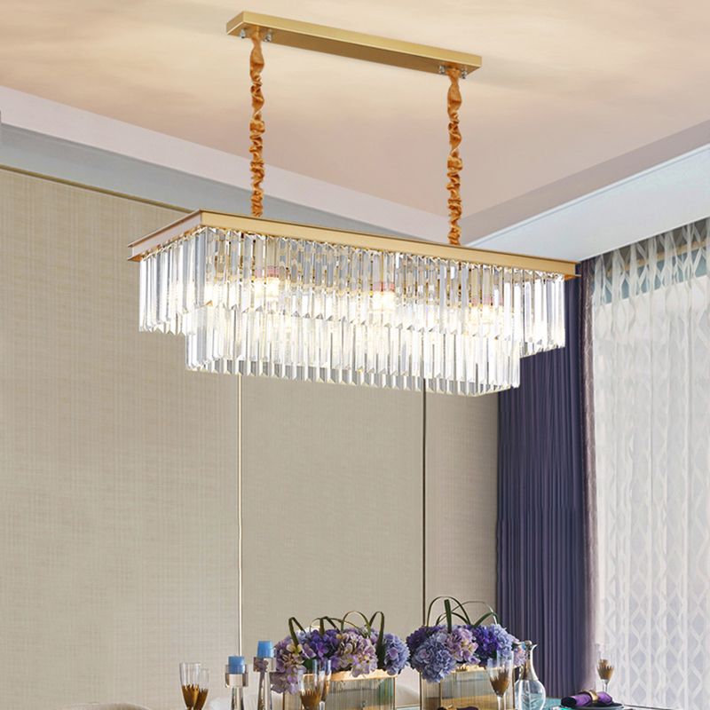 Lineare Inselbeleuchtung in modernen Luxusstil -Kristall -Innenpendelleuchten