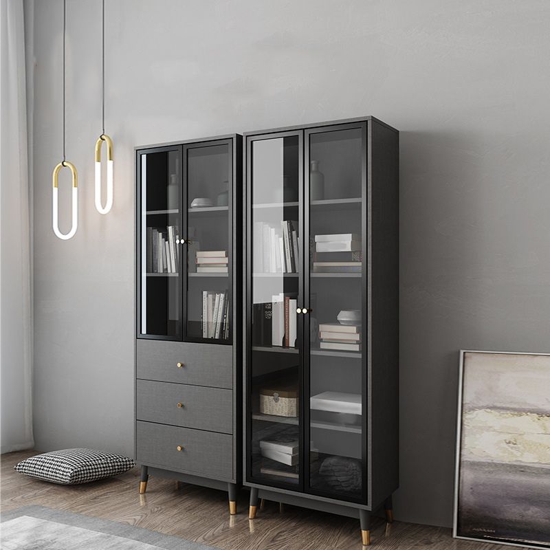 Vertical Glam Standard Bookcase Manufactured Wood Bookcase with Glass Door