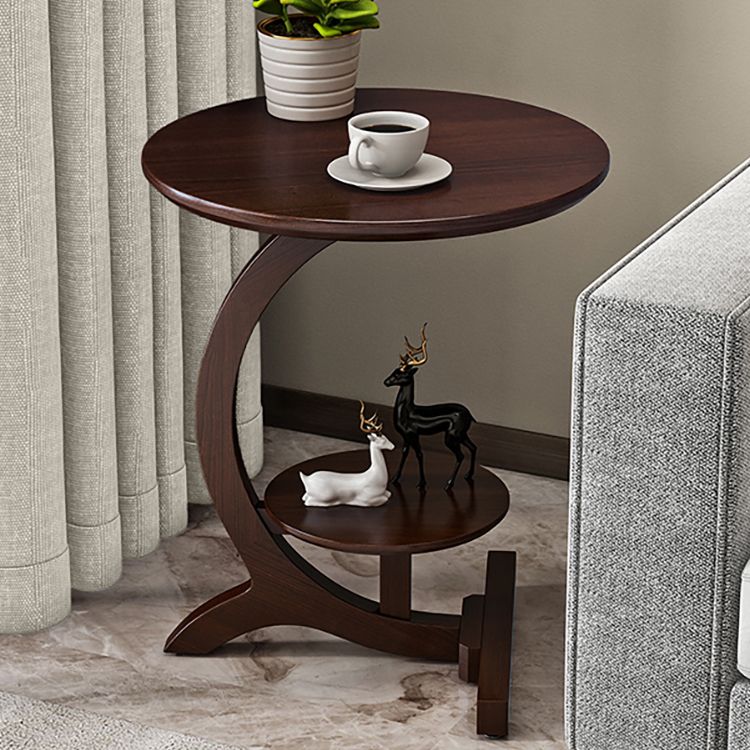 23.6" Tall Scandinavian Style Side End Table Wooden Round Sofa Side Accent Table