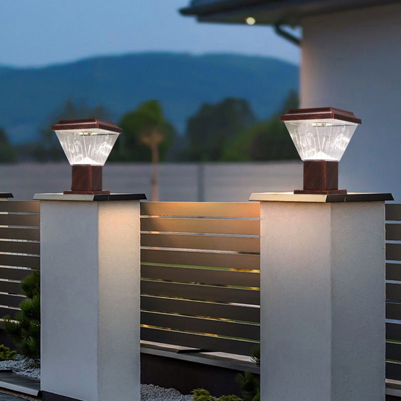 Modern LED Pillar Lamp Waterproof Solar Lighting Fixture with Acrylic Shade for Garden