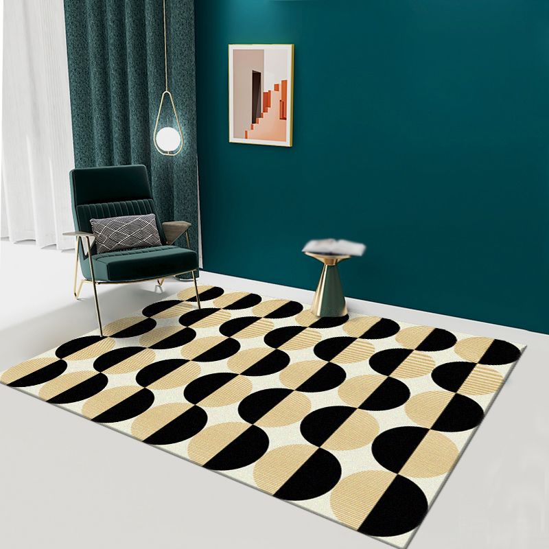Minimalist Carpet Unique Contrast Panel Area Rug Polyester Stain Resistant Carpet for Living Room
