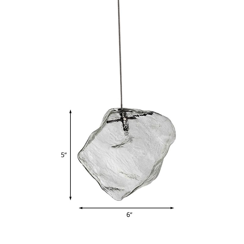 Ice Hanging Ceiling Light Minimalist Clear Glass 1 Light Dinging Room Pendant Lamp