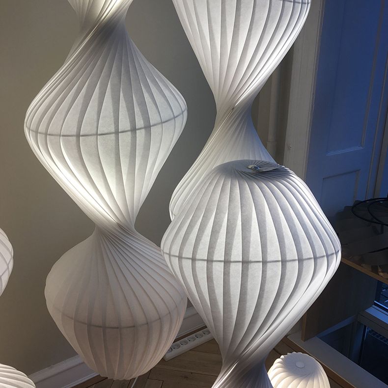 Contemporary Simplicity Designer Pendant Lamp 15.7" Wide Twisted Shaped Silkworm Hanging Light in White