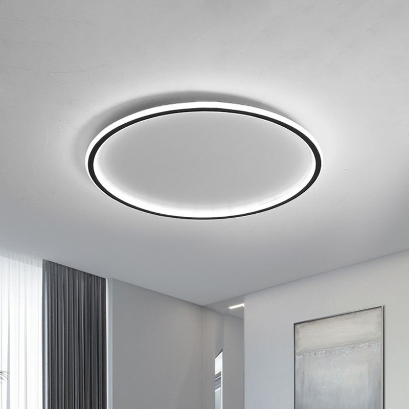 Éclairage encastré à disque ultra-mince, plafonnier LED en acrylique Simple pour salon, largeur 16/19.5/23.5 pouces, noir