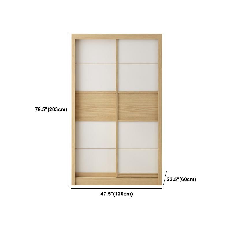 Modern Natural Wardrobe Armoire Engineered Wood Wardrobe with Drawer