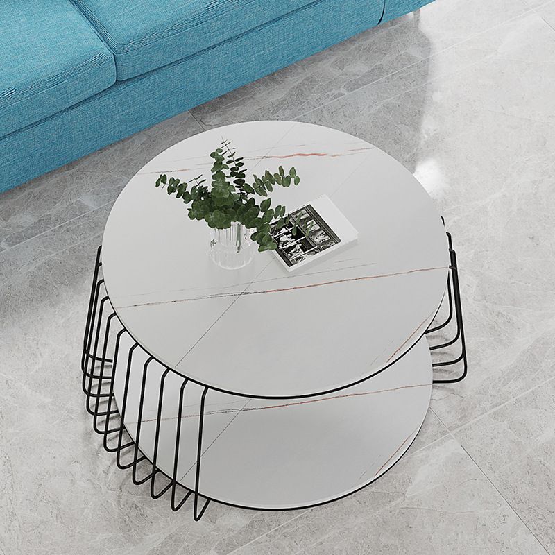 Glam Slate Geometric Coffee Table 17.7" H 1 Single Cocktail Table with Storage