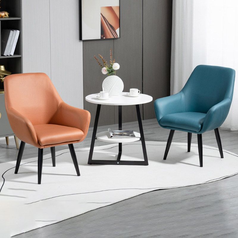 Fixed Back Lounge Chair Solid Color Barrel Chair with Black Legs