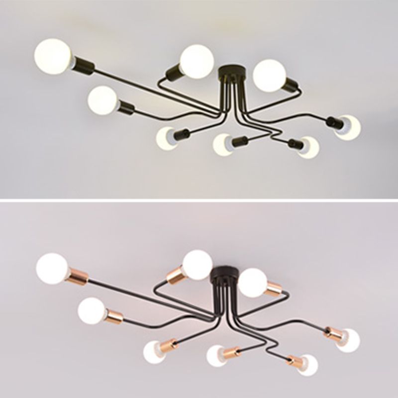 Open bol metalen spinnen plafondlicht industriële stijl multidichte semi-spoeling mount lamp voor woonkamer