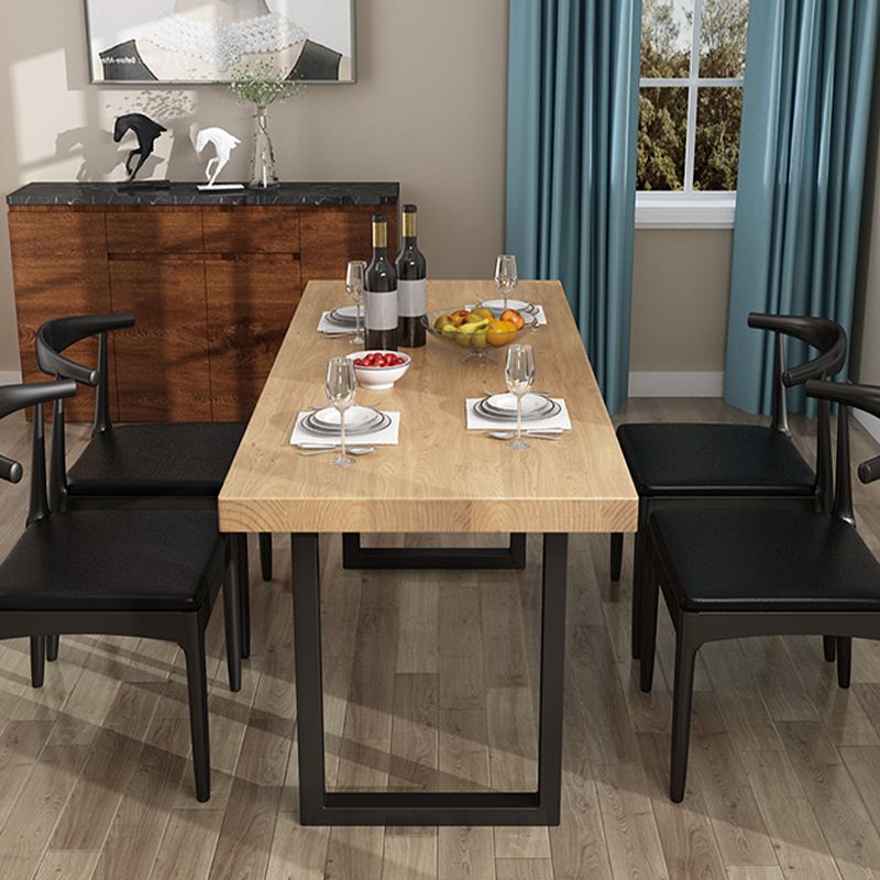Industrial Natural Dining Site Table Rectangle Metal Sled Dining Table