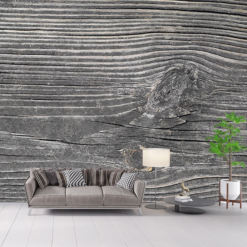 Wood Texture Wall Mural Industrial Style Mildew Resistant for Dining Room