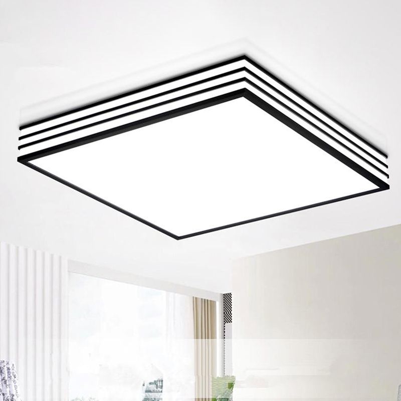 Kaskadierte quadratische Einbauleuchte aus nordischem Metall mit LED-Deckeneinbau in Weiß und Schwarz in warmem/weißem/3-Farben-Licht