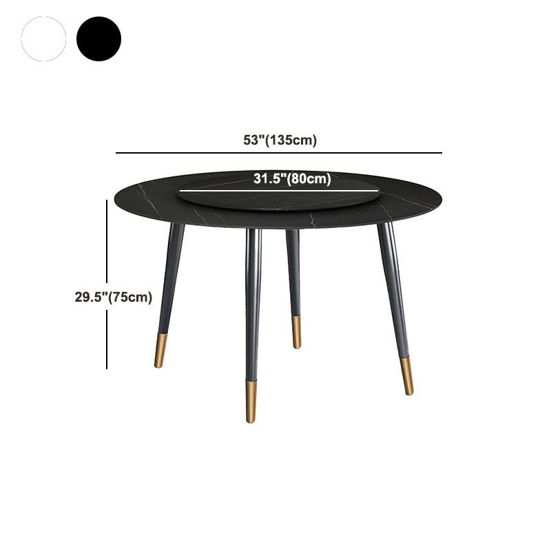 Traditional Luxury Dining Table Stone and Metal Round Tripod Base Dining Table