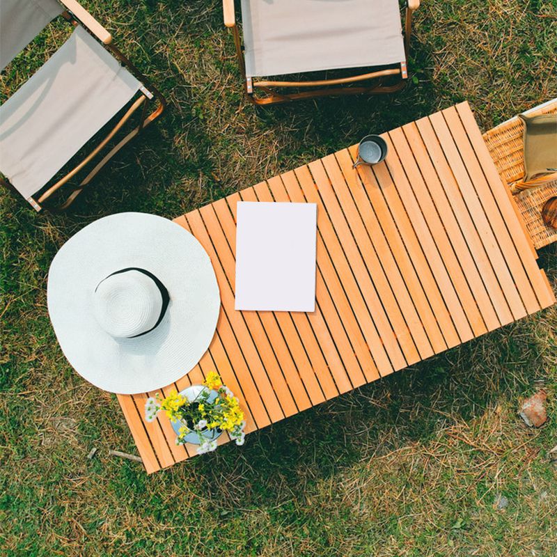 Metal Rectangle Camping Table 17.32" High Rustic Brown Foldable Table