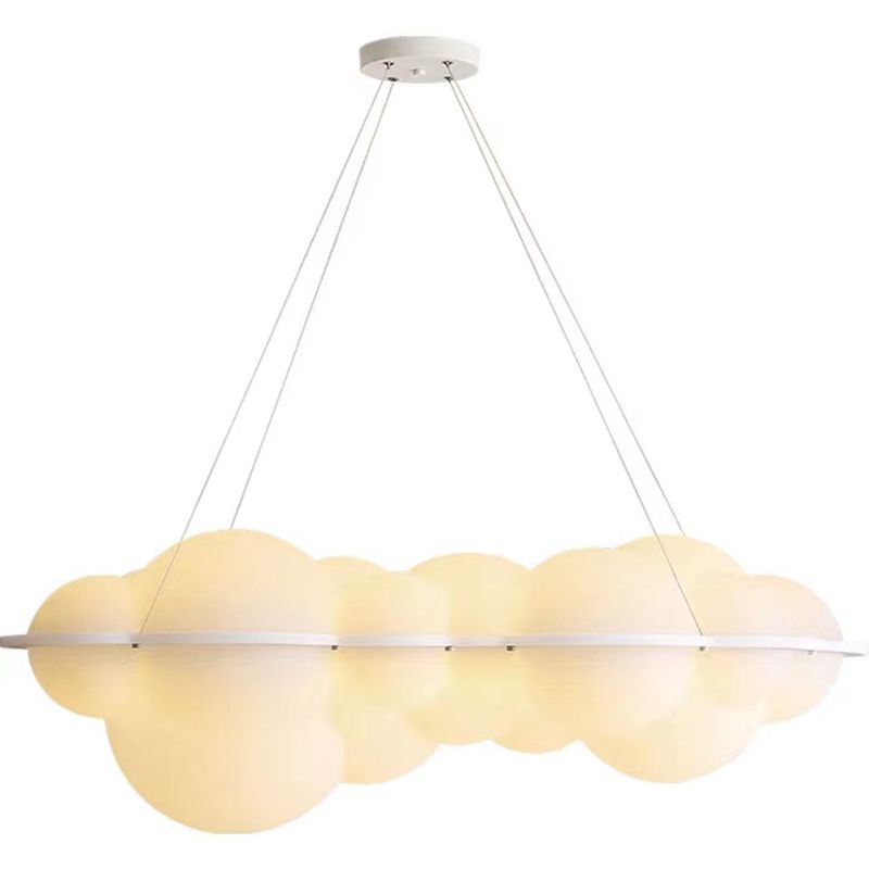 Contemporary Hanging Light Cloud Island Light Fixture in White for Dining Room