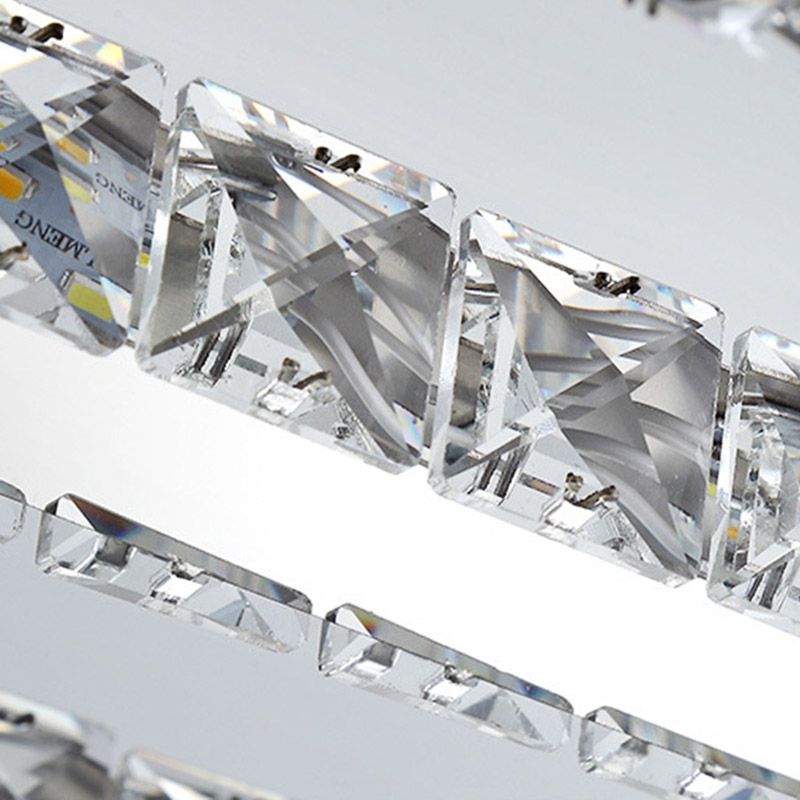 Luz de techo de techo rectángulo de acero inoxidable Luz de lámpara LED de cristal K9 contemporánea Luz, cálida/blanca/3 color de color