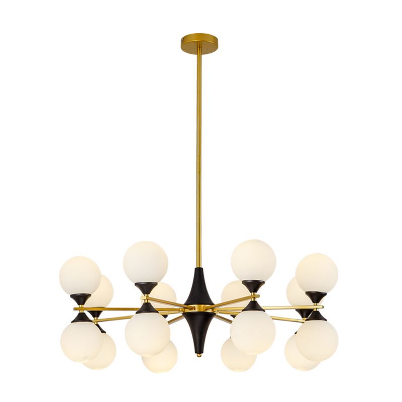Nordic Style Creative Glass Orb Chandelier Golden Dining Room Lighting Fixture with 19.6" Adjustable Suspension Rod