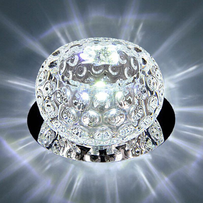 Clear Dome Ceiling Mounted Light Simple Dimpled Crystal LED Flush Mount Spotlight for Corridor