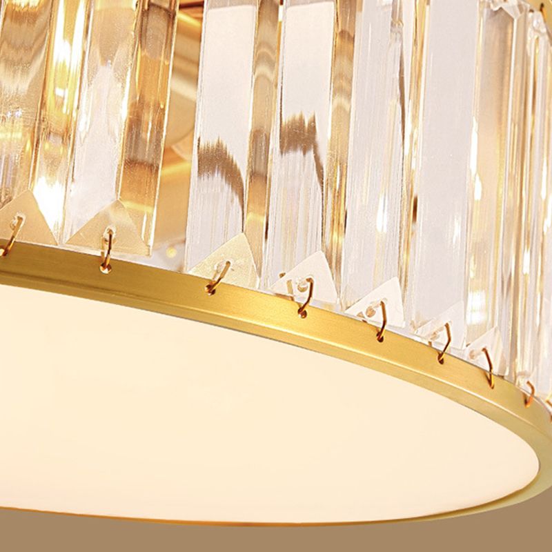 Luz de techo dorada y cobre en montaje empotrado circular de cristal estilo colonial de lujo para espacios interiores