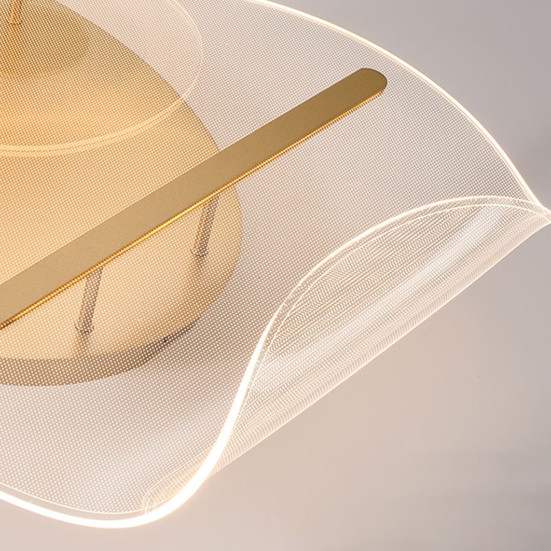 Acrylic Shaded Ceiling Light Fixture Simplicity LED Ceiling Flush Mount in Gold