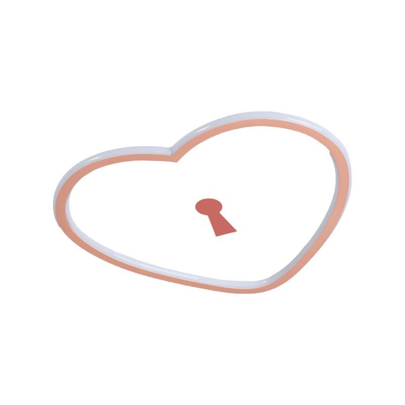 Minimalista Loving Heart Iron Flush Mount Ultrathin LED Massimale Light in Pink / White for Bedroom