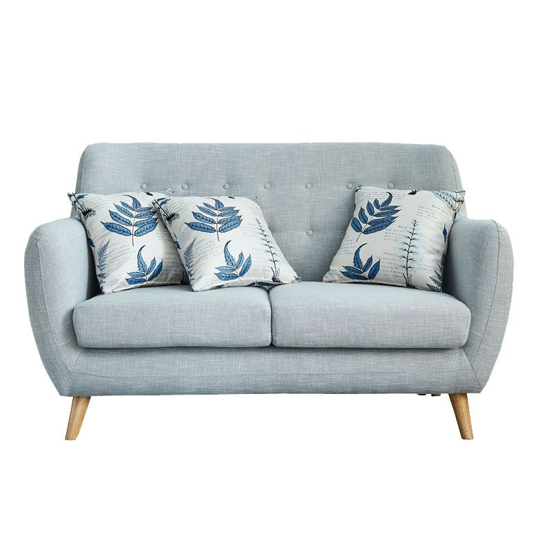 Contemporary Tight Back Fabric Settee Square Arm Standard Sofa