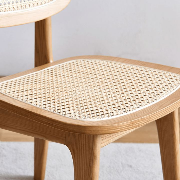 Chaise de salle à manger traditionnelle en bois massif, finition mate, chaise latérale de salle à manger à dossier ouvert