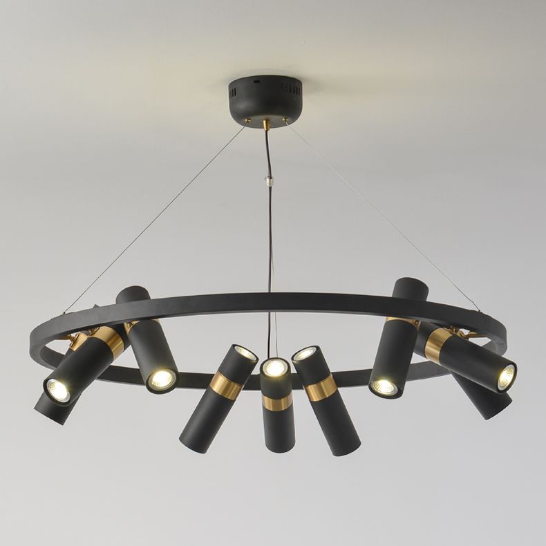 Multi Light Chandelier Metal Postmodern Black Pendant Lighting Fixtures for Bedroom