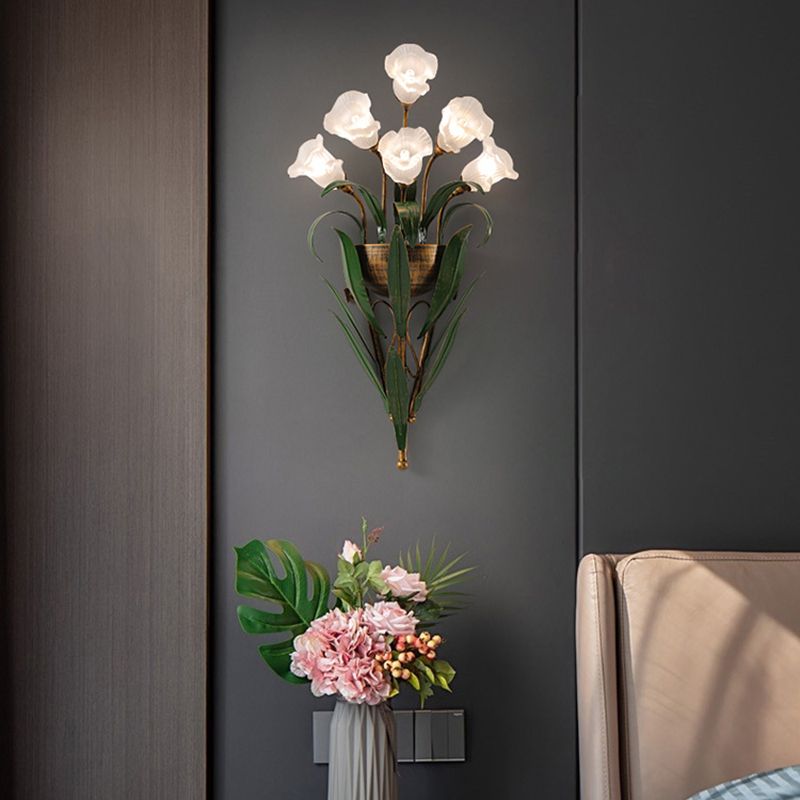 Flower Shape Glass Wall Sconces Modern Multi-Lights Wall Mount Light Fixture