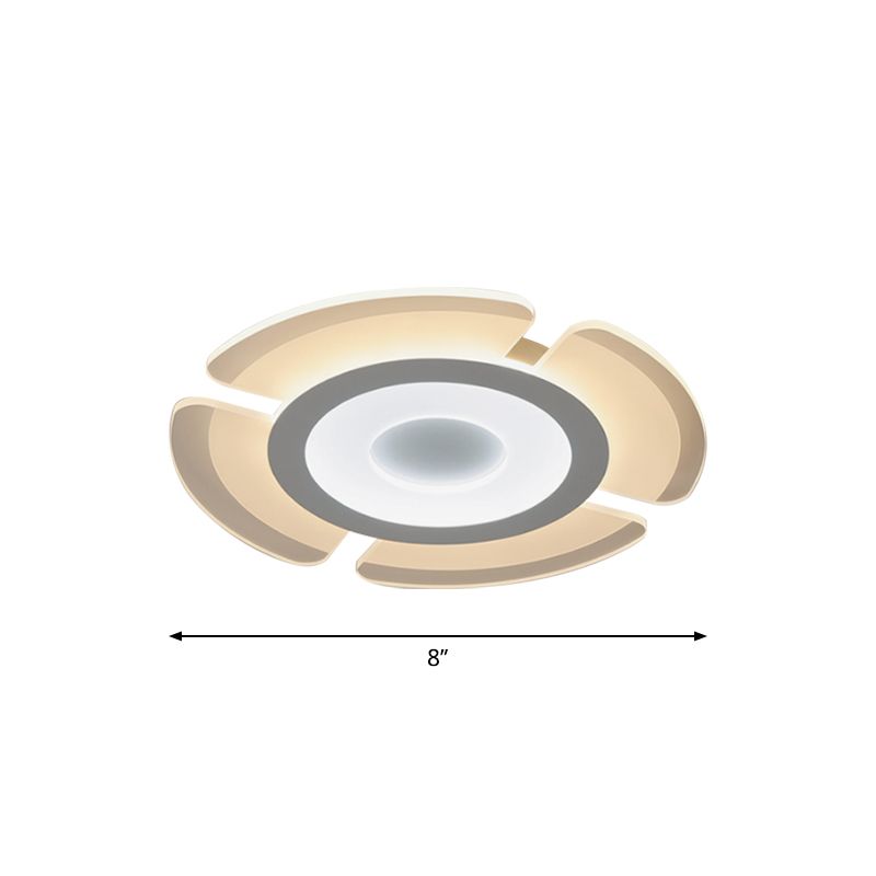Minimalistic Floweret Flush Ceiling Light Acrylic Bedroom Ultrathin LED Flushmount Lighting in White, 8"/16.5"/31" Wide