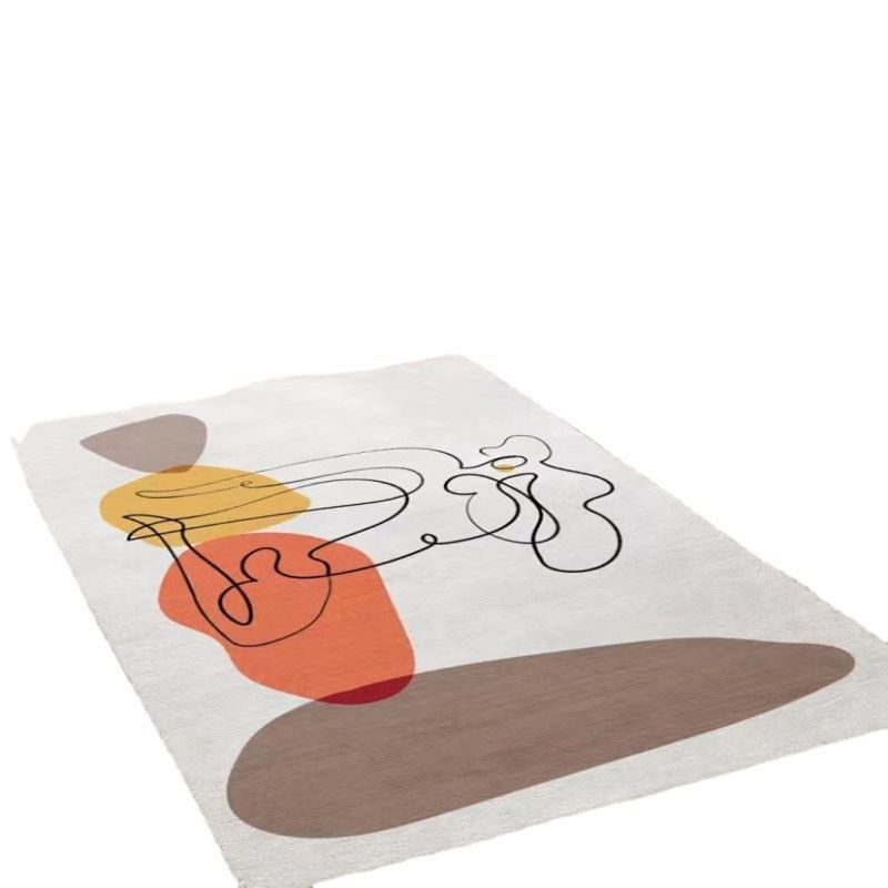Orange Modern Rug Polyester Abstract Print Rug Stain Resistant Rug for Drawing Room