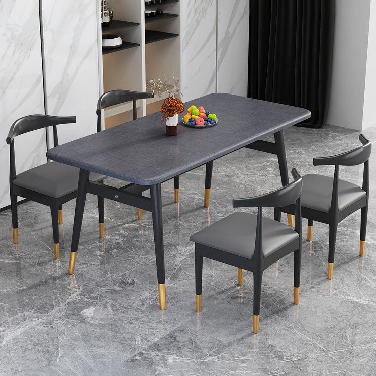 Rectangular Scandinavian Sintered Stone Dining Room Set Dining Furniture with 4 Legs Base