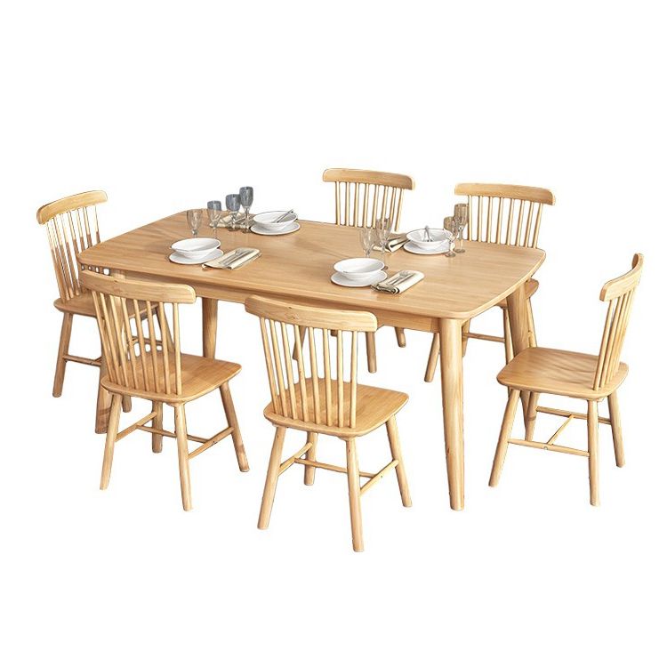 Modern Style Solid Wood Dining Room Set with Rectangle Shape Table and 4 Legs Base for Home Use