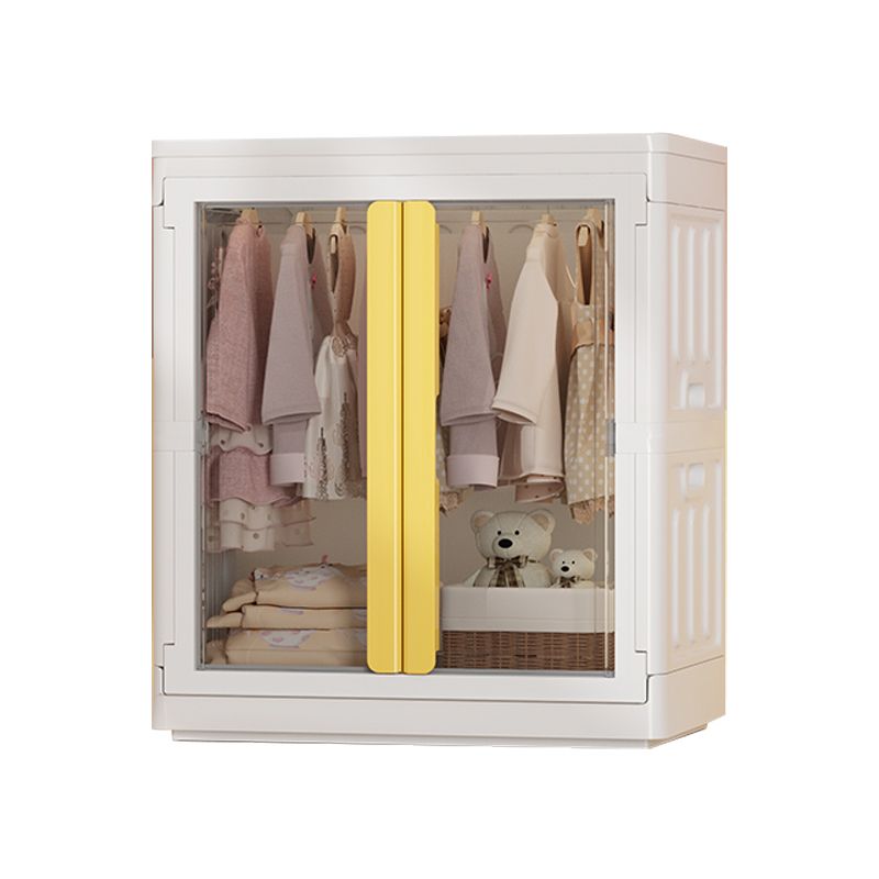 Plastic Storage Cabinet with Garment Rod Contemporary Hinged Door Cabinet