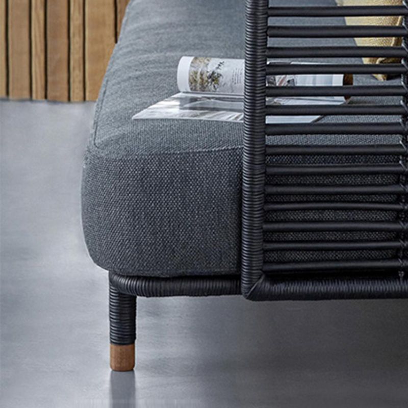 Metal Rattan Patio Sofa Tropical Style Outdoor Simple Sofa Outdoor Patio Sofa